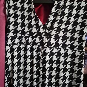 Elegant Black and White Houndstooth Jumpsuit